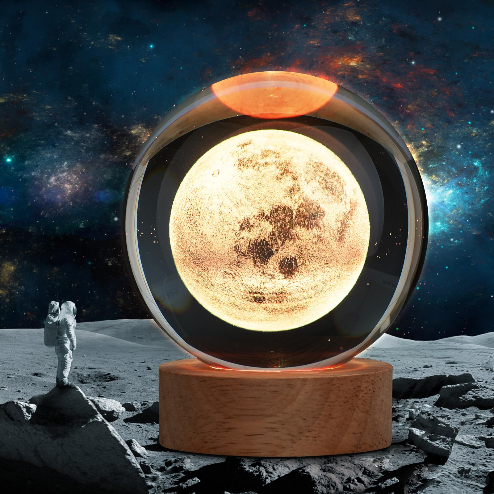3D Galaxy Crystal Ball Night Light Lamp
