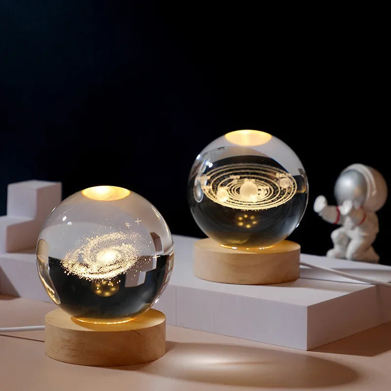 3D Galaxy Crystal Ball Night Light Lamp